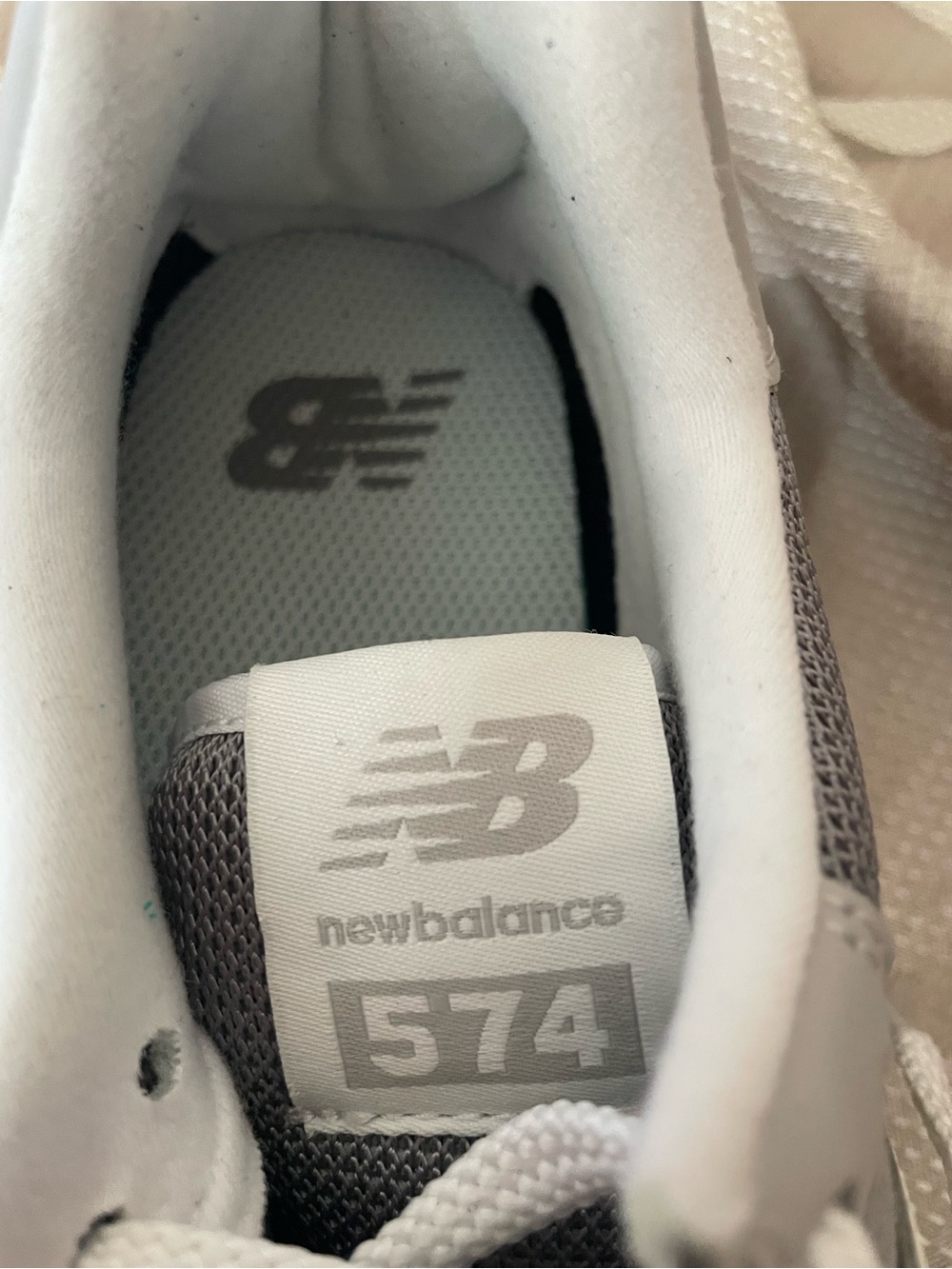 New Balance Women's Gray and White 574 platform sneakers - Picture 3 of 12